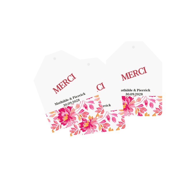 Etiquette MERCI - Mariage thème Bohème, Botanique Romantique - Motif Romantic Folk - EPC