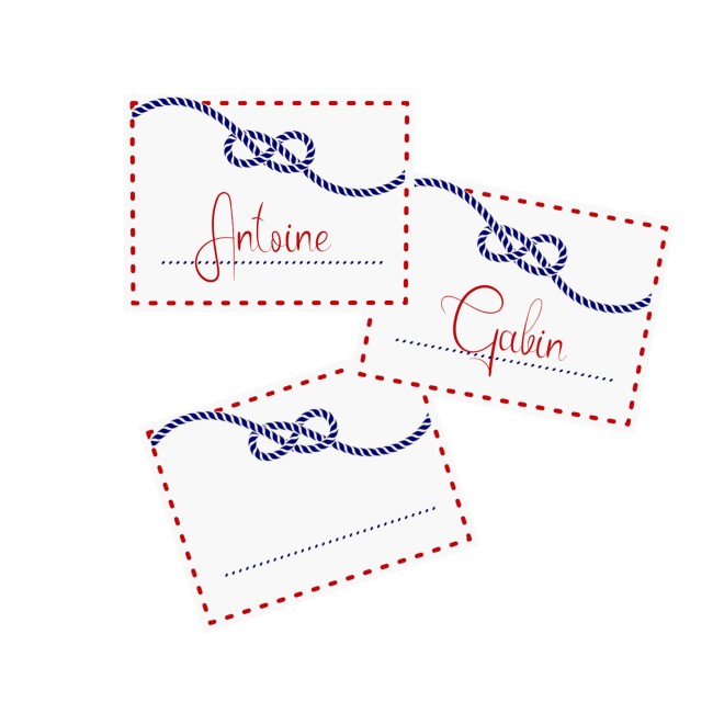 Marque-Place personnalisé thème Marin avec Motif Noeud Marin - EPF