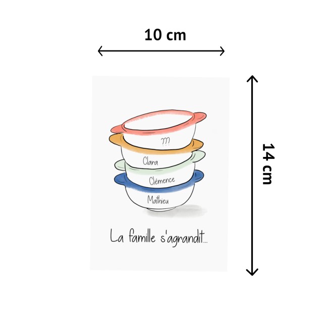 Carte annonce grossesse originale - La famille s'agrandit - Motifs Petits bols Bretons - EP7