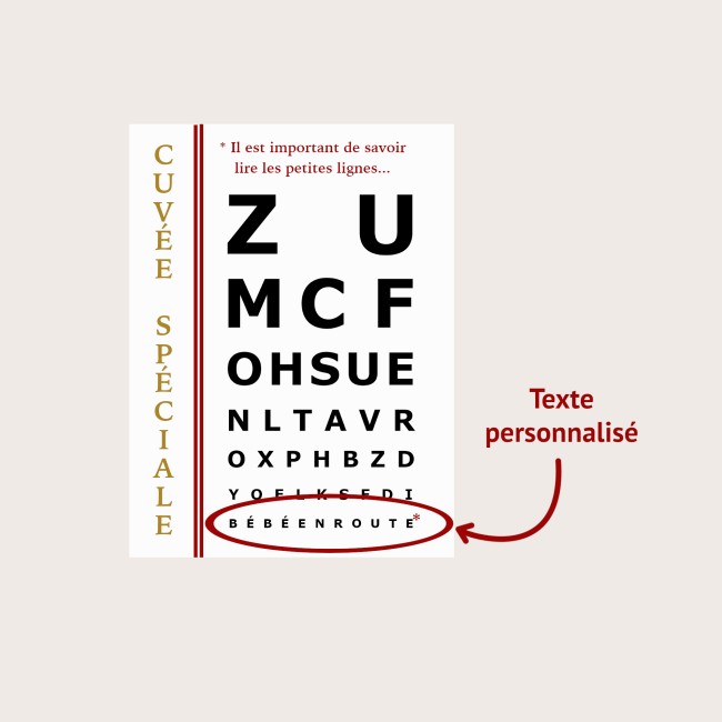 Étiquette autocollante pour bouteille personnalisée - Annonce Grossesse humoristique - Demande de parrain/marraine - Motif Ophtalmologie - EPA
