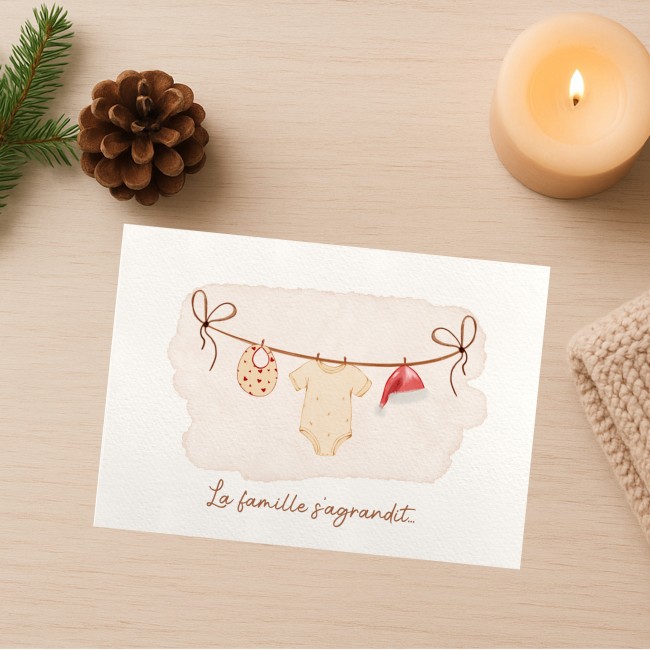Carte annonce grossesse avec texte personnalisée - Cadeau de Noël original- Motifs vintages - ep2