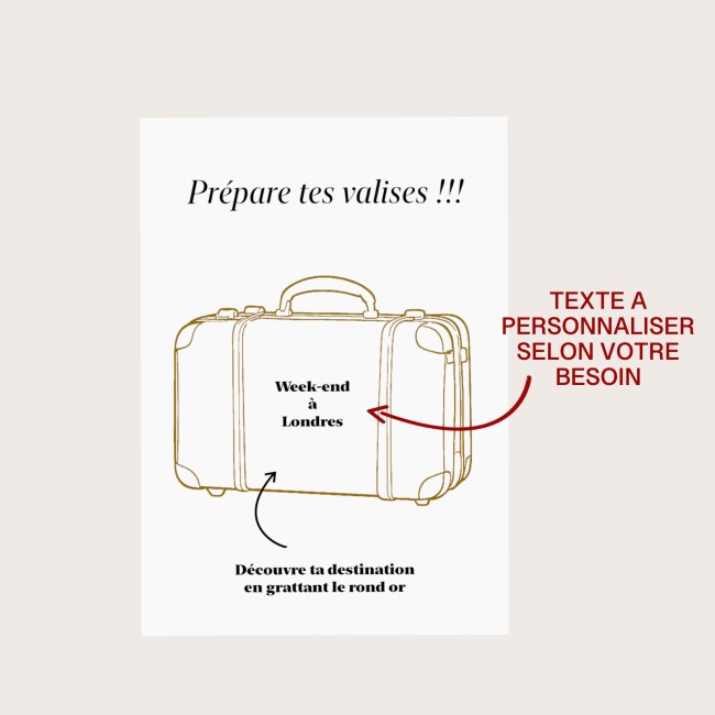 CARTE A GRATTER SURPRISE -  DESTINATION VOYAGE SURPRISE - PREPARE TES VALISES - EPC