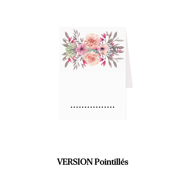 Marque-place mariage Blanc – Motif Bouquet Aquarelle – Décoration florale et poétique - EP3