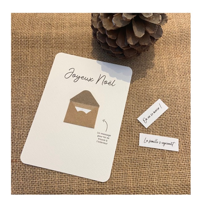 Carte joyeux Noël Personnalisée avec message surprise -  Annonce grossesse, demande témoin, demoiselle d'honneur, parrain marraine - EP1