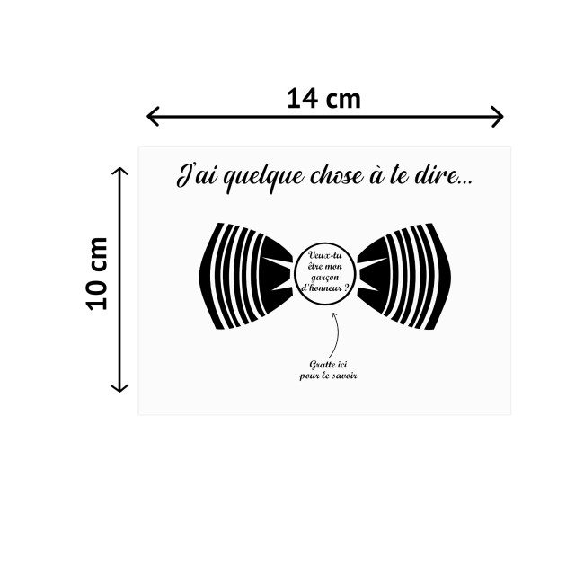 Carte à gratter avec message personnalisé - Demande de témoin / garçon d'honneur - Motif Noeud papillon - EPD