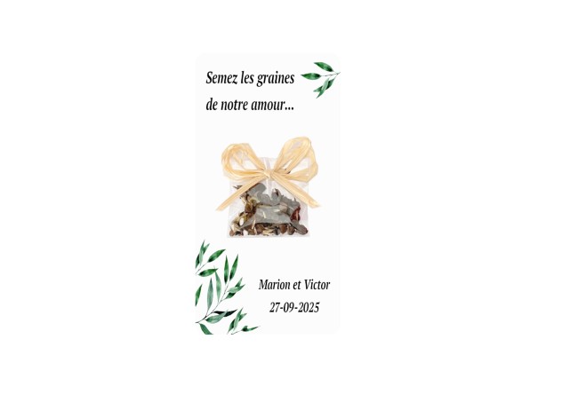 Cadeaux remerciements invités personnalisés - Graines à semer pour Mariage provençal, Motif Olivier - EP5