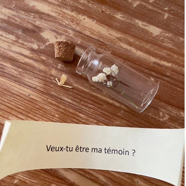 Fiole en verre avec message personnalisée - Demande témoin, demoiselle d'honneur, annonce mariage, grossesse... Cadeau de Noël personnalisé - ep8