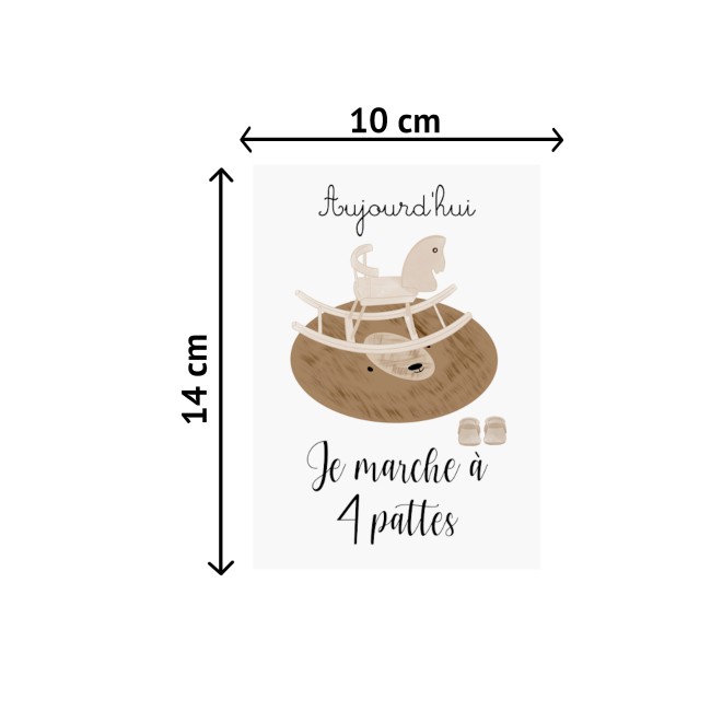 Cartes Etapes bébé - Souvenir photo - 1ère année ou 1ère fois de bébé - Motif enfantin vintage - EPH