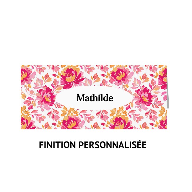 Marque-Place pour Mariage ou anniversaire Thème Botanique Romantique - Motif Romantic folk - EPE