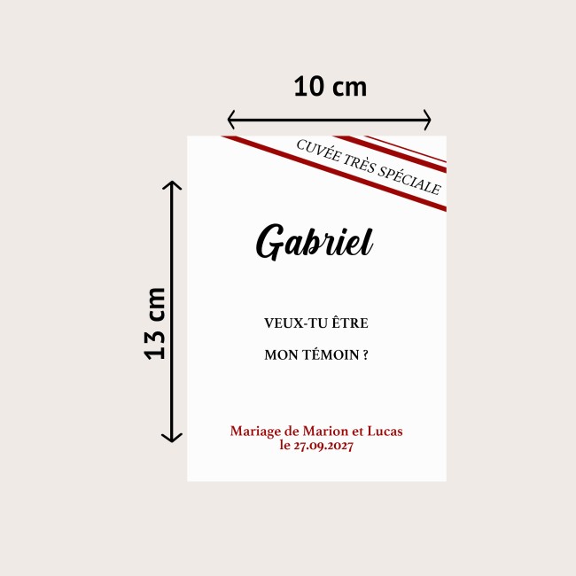Etiquette autocollante personnalisée pour bouteille - Demande témoin, garçon/demoiselle d'honneur - Rouge et noir - EPC