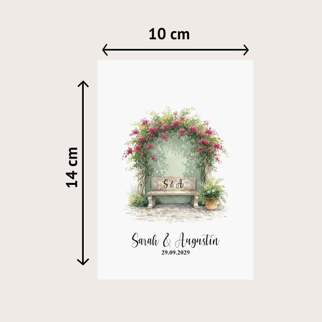 Faire-part de mariage - Carte Invitation - Motif Style aquarelle - Le banc des amoureux _ EP4