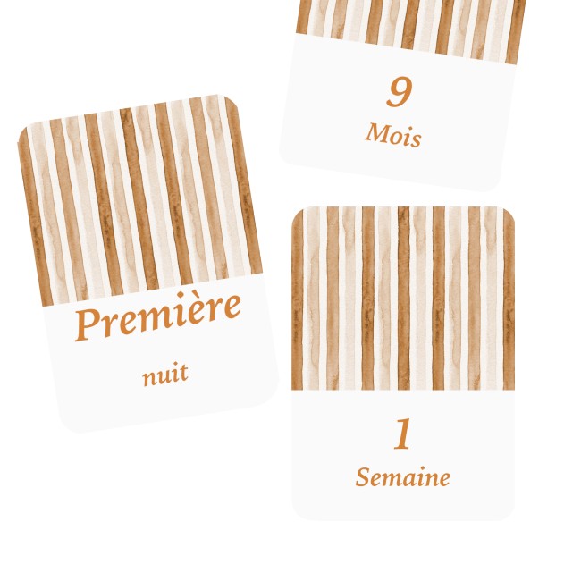 Cartes Etapes bébé - Souvenir photo - 1ère année ou 1ère fois de bébé - Motifs Rayés - EP2