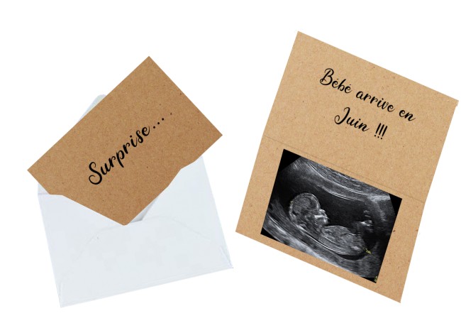 Carte Annonce grossesse personnalisée - Pochette pour échographie avec texte personnalisé - EPD