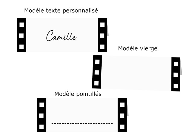 Marque-Places pour mariage ou anniversaire - Motif Cinéma - epC
