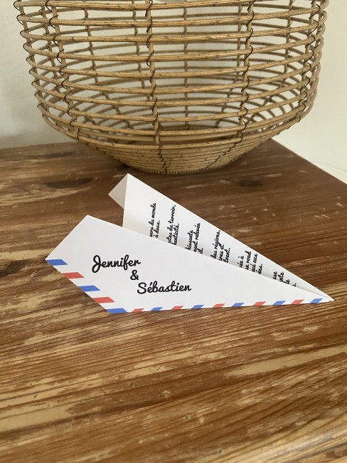 Commande réservée Sébastien - Lot de 90 Menus origami avion