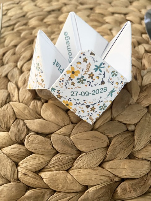 Menu individuel mini origami cocotte en papier  - Motif petites fleurs liberty _ EPE