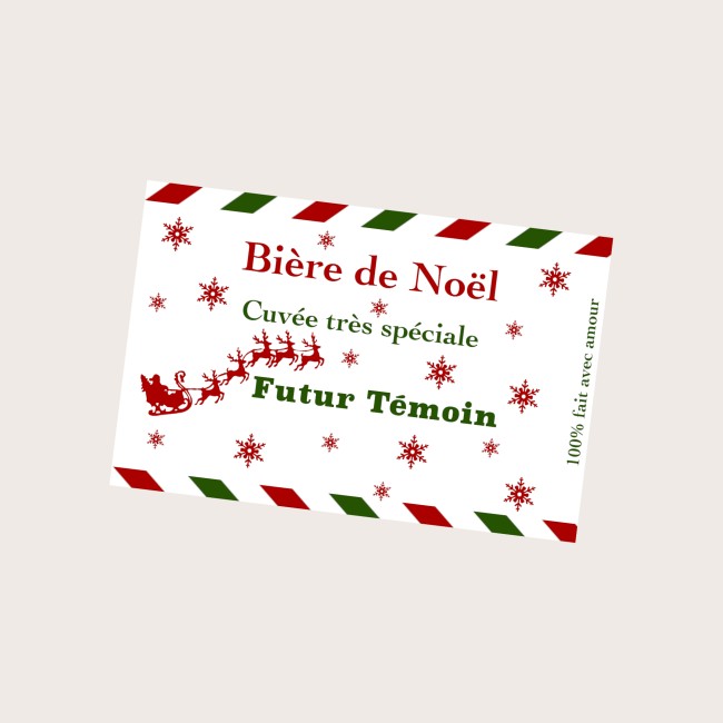Etiquette autocollante personnalisée pour bouteille de Bière  - Cadeau de Noël original - Annonce grossesse, Demande parrain, témoin. ep2