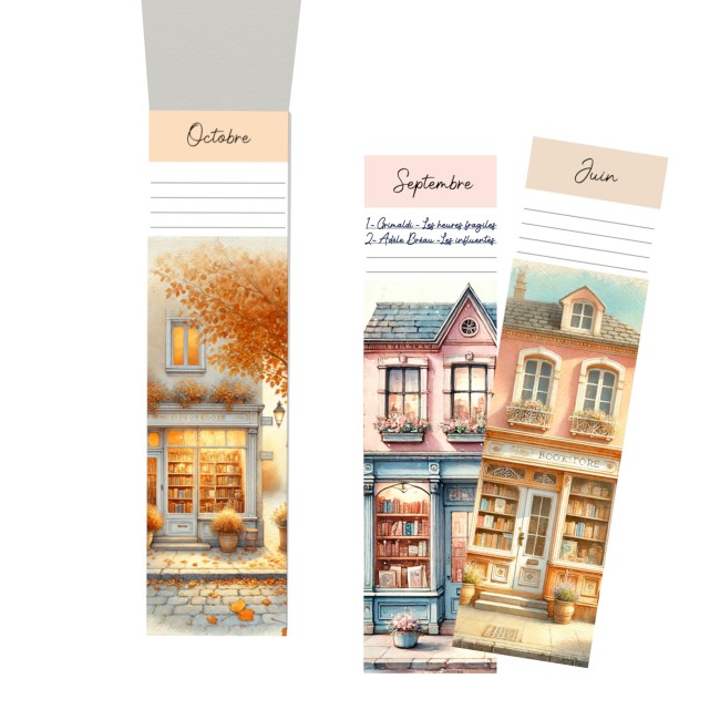 Marque-pages à personnaliser - Lot de 12 - 1 par mois - Motif Libraire papier aquarelle - EPAB Marque-pages à personnaliser - Lot de 12 - 1 par mois - Motif Libraire papier aquarelle - EPB