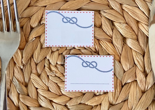 Marque-Place personnalisé thème Marin avec Motif Noeud Marin - EPG