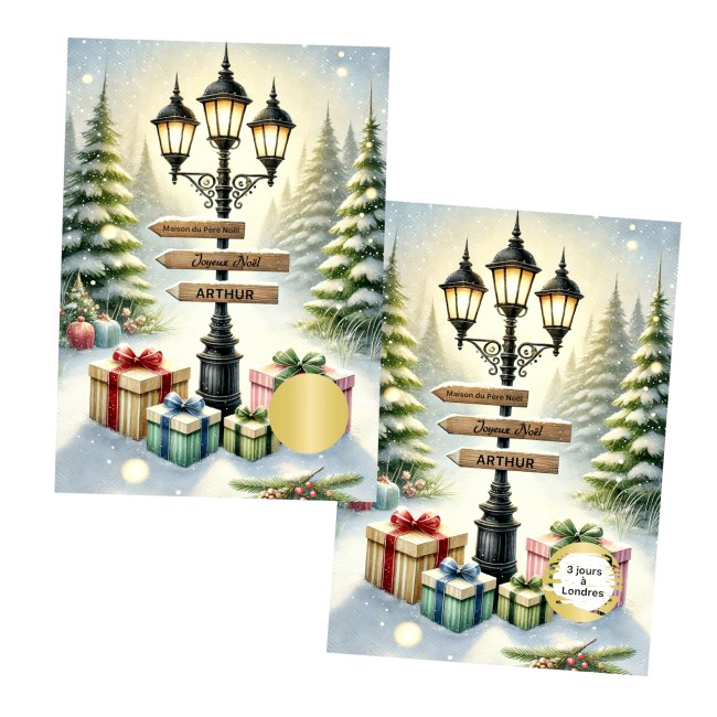 Carte à gratter personnalisée pour message surprise -Cadeau surprise, Voyage surprise - Motif Paysage de Noël - EP2 Carte à gratter personnalisée pour message surprise -Cadeau surprise, Voyage surprise - Motif Paysage de Noël - EP2