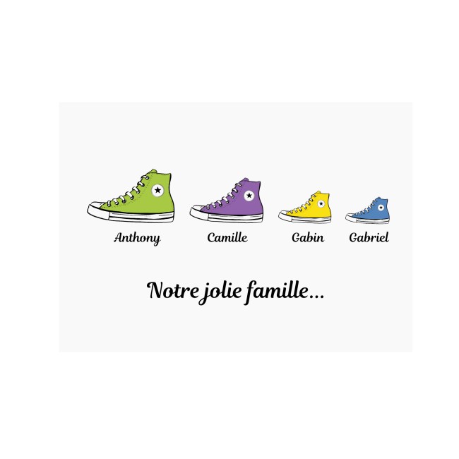 Affiche Famille personnalisée - Baskets chaussures style converse - EP7
