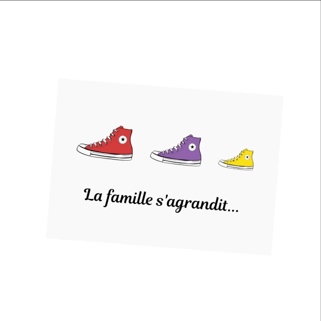 Carte annonce grossesse Personnalisée - La famille s'agrandit - Basket style converse - EP3