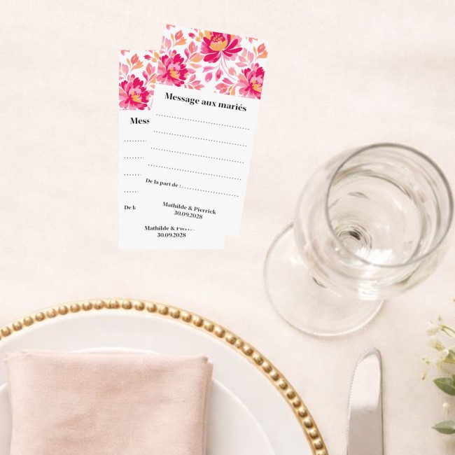 Livre d'or - Cartes messages aux marié(e)s pour mariage thème Botanique romantique - EPD