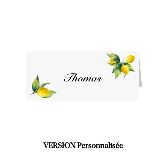Marque-Place personnalisé - Mariage méditerranéen - Motif Citron - EP6
