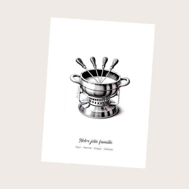 Affiche Famille personnalisée - Fondue Savoyarde - Décoration murale personnalisée - EPC Affiche Famille personnalisée - Fondue Savoyarde - Décoration murale personnalisée - EPC