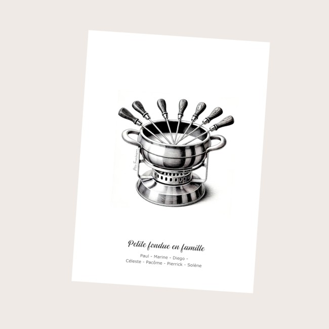 Affiche Famille personnalisée - Fondue Savoyarde - Décoration murale personnalisée - EPE Affiche Famille personnalisée - Fondue Savoyarde - Décoration murale personnalisée - EPE