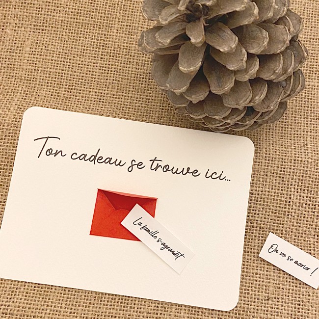 Carte cadeau de Noël personnalisé avec message surprise -  Annonce grossesse, demande témoin, demoiselle d'honneur, parrain. -EP6