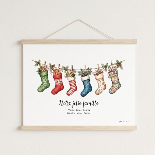 Affiche Famille Personnalisée Chaussettes Noël | Mlle Framboisine - EP1 Affiche Famille Personnalisée Chaussettes Noël | Mlle Framboisine - EP1