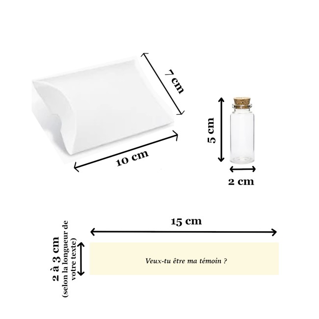 Fiole en verre avec message personnalisée - Demande témoin, demoiselle d'honneur, annonce mariage, grossesse... Cadeau de Noël personnalisé - ep9