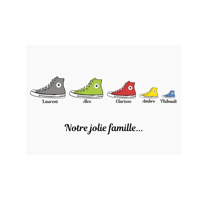 Affiche Famille personnalisée - Baskets chaussures style converse - EP2