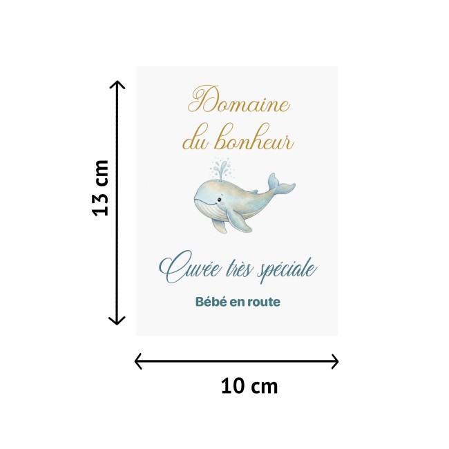 Etiquette autocollante personnalisée pour bouteille - Annonce grossesse / Demande parrain marraine - Baleine -ep4 Etiquette autocollante personnalisée pour bouteille - Annonce grossesse / Demande parrain marraine - Baleine -ep4