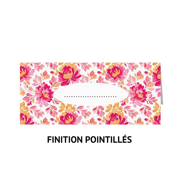 Marque-Place pour Mariage ou anniversaire Thème Botanique Romantique - Motif Romantic folk - EPD