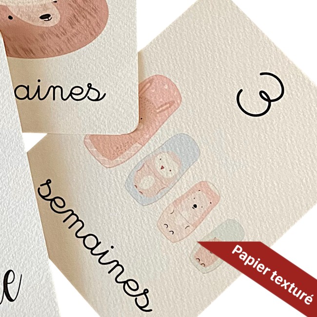 Cartes Etapes bébé - Souvenir photo - 1ère année ou 1ère fois de bébé - Motif enfantin vintage - EPI