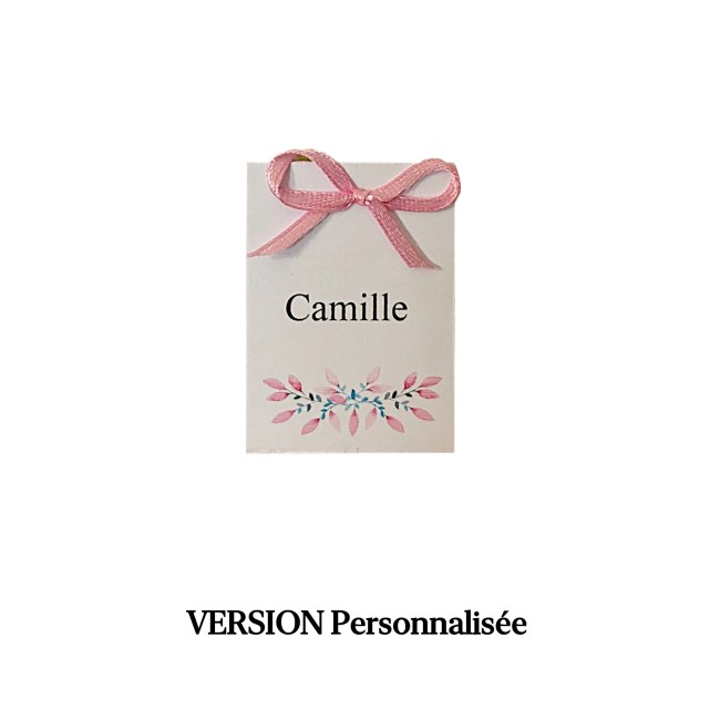 Marque-place personnalisable – Motif floral – Décoration de table romantique et poétique - epe