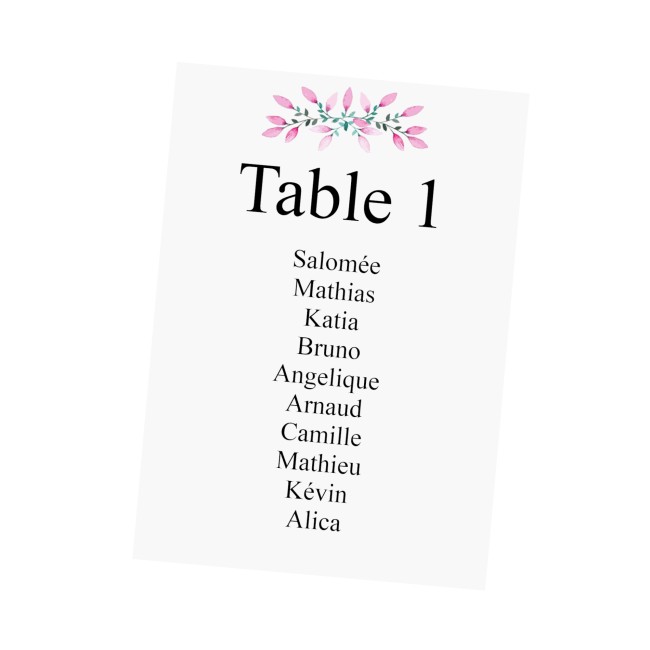 Carte Plan de table personnalisée - Mariage ou anniversaire thème Nature Florale - Modèle ROMANCE FLEURIE - EPA Carte Plan de table personnalisée - Mariage ou anniversaire thème Nature Florale - Modèle ROMANCE FLEURIE - EPA