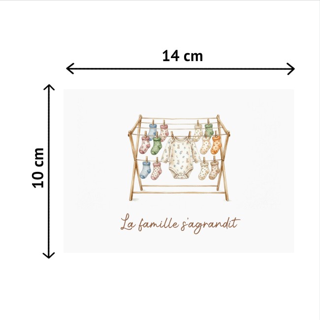 Carte annonce grossesse originale - La famille s'agrandit - Etendoir linge vintage - EP4 Carte annonce grossesse originale - La famille s'agrandit - Etendoir linge vintage - EP4