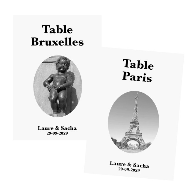 Carte Nom de table personnalisée Villes du monde - Photo Noir et blanc - Monument célèbre - EPE Carte Nom de table personnalisée Villes du monde - Photo Noir et blanc - Monument célèbre - EPE