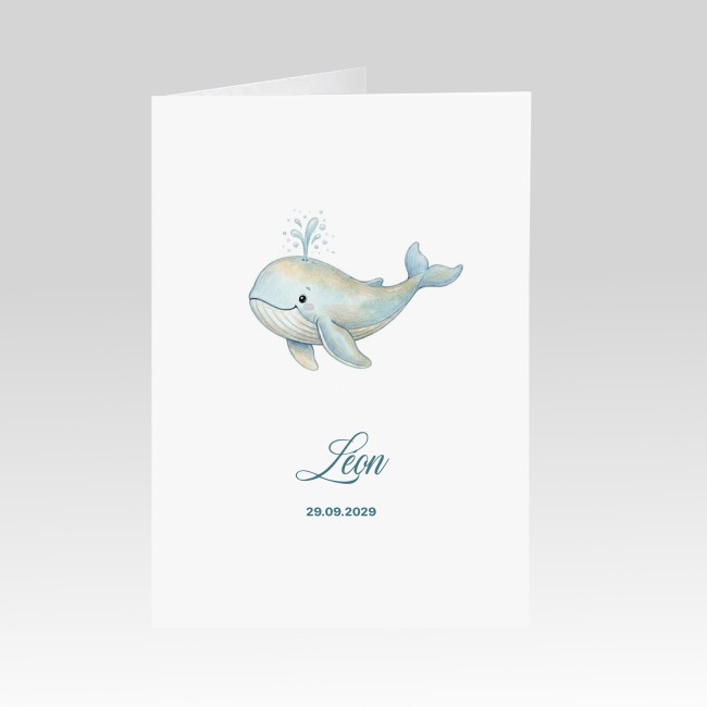 Faire-part de Naissance - Style Rétro poétique - Motif Baleine - EP1 Faire-part de Naissance - Style Rétro poétique - Motif Baleine - EP1