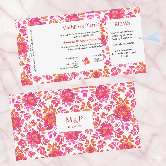 Faire-part, invitation pour mariage style Folk art, Romantic folk _ EP7