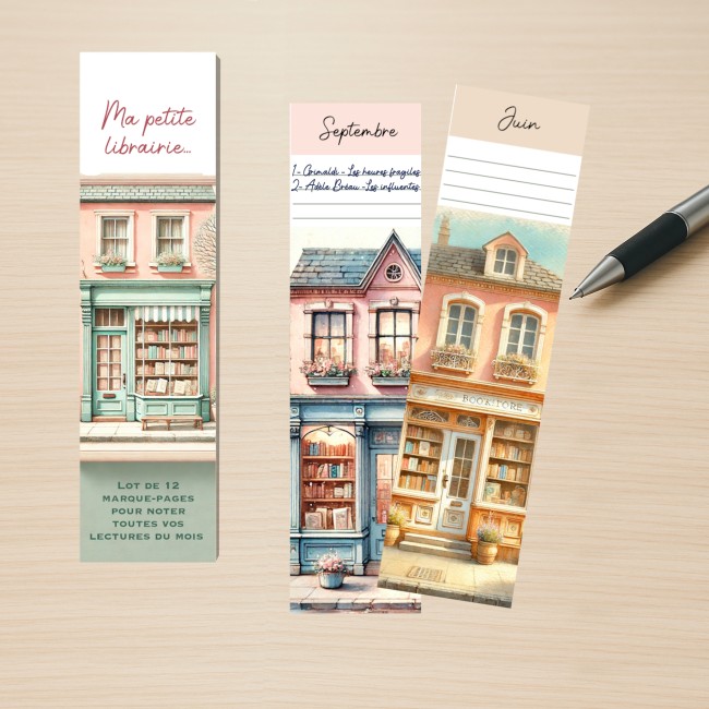 Marque-pages à personnaliser - Lot de 12 - 1 par mois - Motif...