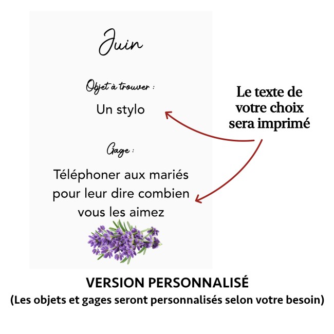 Jeu des 12 mois - Gages mariage, Animation mariage - Mariage style Provençal - Thème Lavande - ep6