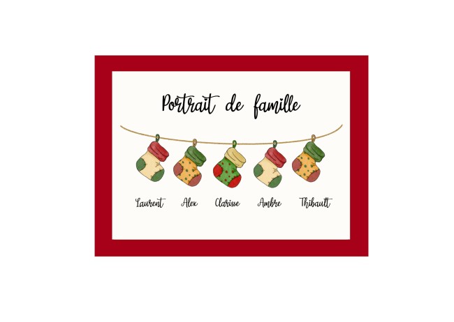 Affiche Famille personnalisée - Décoration de Noël personnalisée - Chaussettes de Noel - Ep2