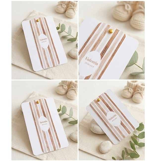 Faire-part de Naissance - Style Chic poétique - Motif rayures - EP5 Faire-part de Naissance - Style Chic poétique - Motif rayures - EP5