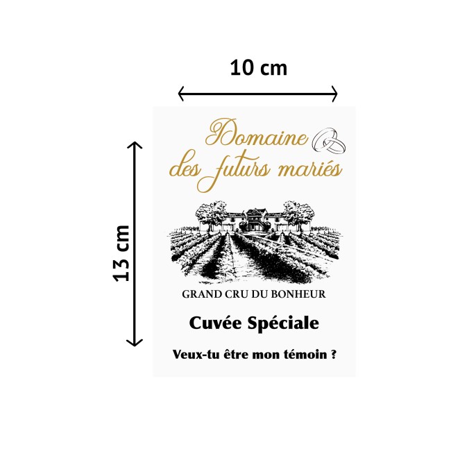 Etiquette autocollante personnalisée pour bouteille - Demande témoin, garçon ou demoiselle d'honneur - Domaine des futurs mariés - EPB