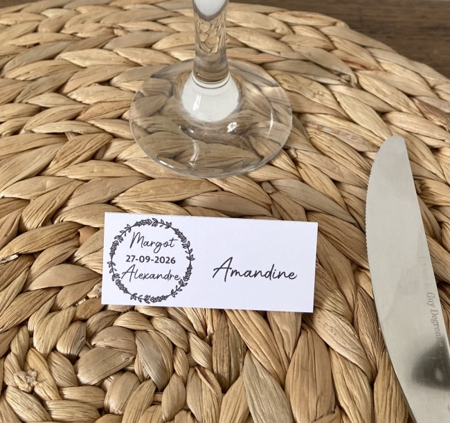 Marque-Places - Mariage Chic et élégant - Couronne florale - EP7