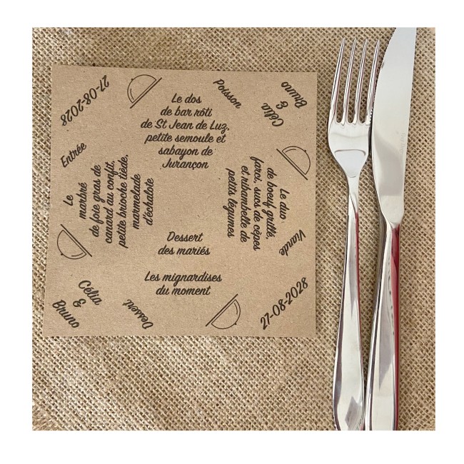 Menu individuel Cocotte Origami – Thème Champêtre & Ludique – Papier Kraft Naturel - EPF